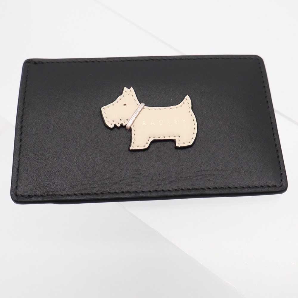 Radley London Card Holder Womens OS Black Scottie Dog Leather Slim NEW